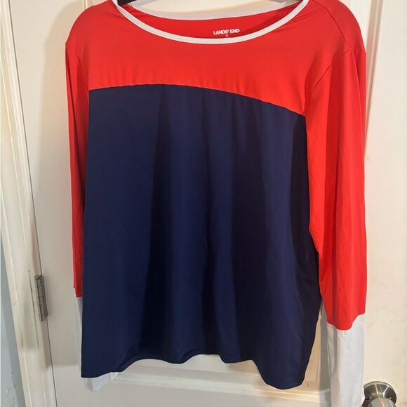 Lands' End Women's Red and Blue long sleeve swim top size 1X EUC - Picture 1 of 3